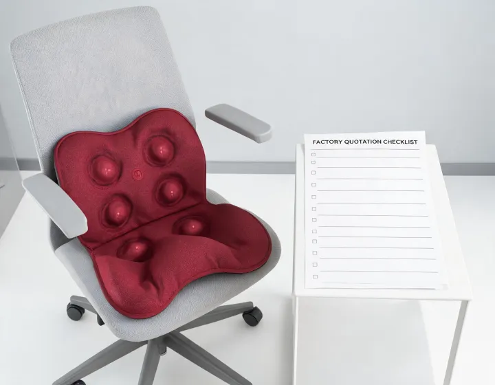 Unbranded massage cushion and buyer specification sheet